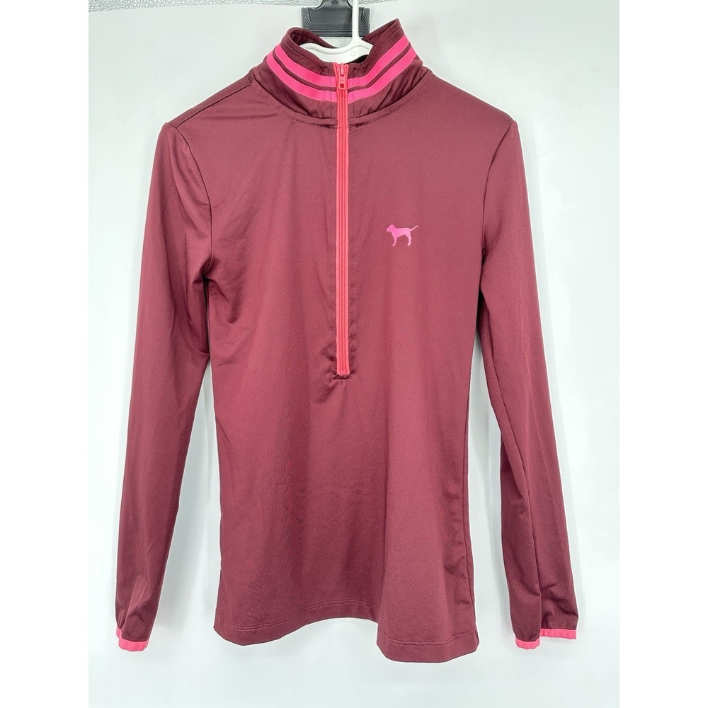 PINK VS Ultimate‎ Half Zip Pullover XS Pink Athletic Gym Running Top Slim Fit